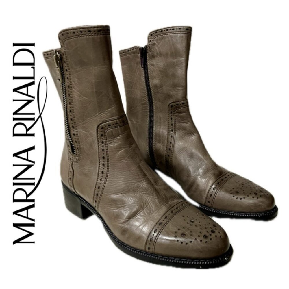 MARINA RINALDI ANKLE BOOTS DISTRESSED MADE‎ IN ITALY GRUNGE Sz 35 WESTERN CORE